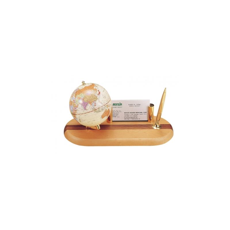 business card holder with globe and pen stand