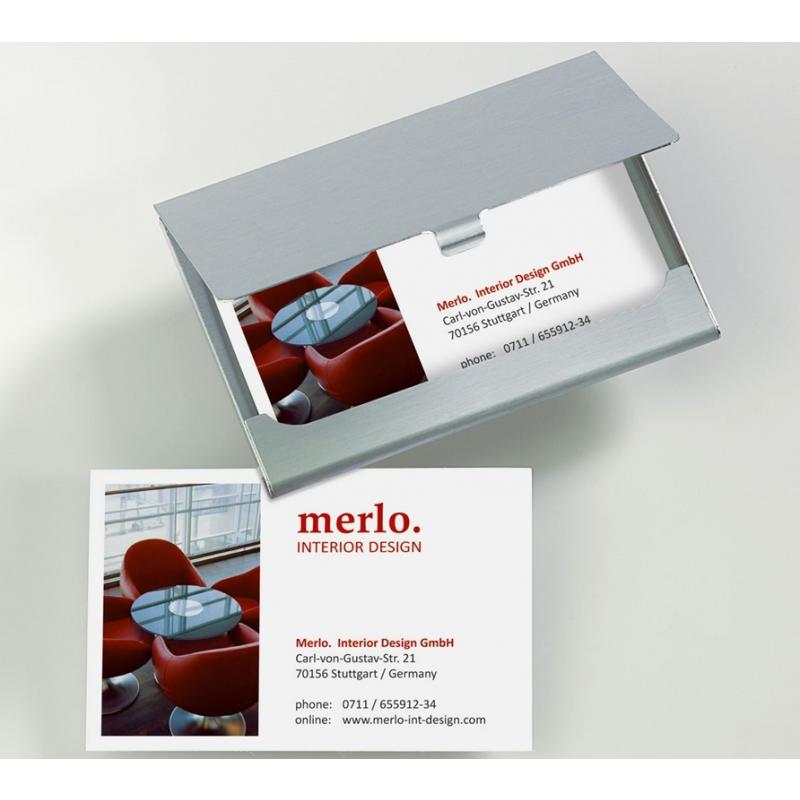 elegant business card holder made of matt aluminum