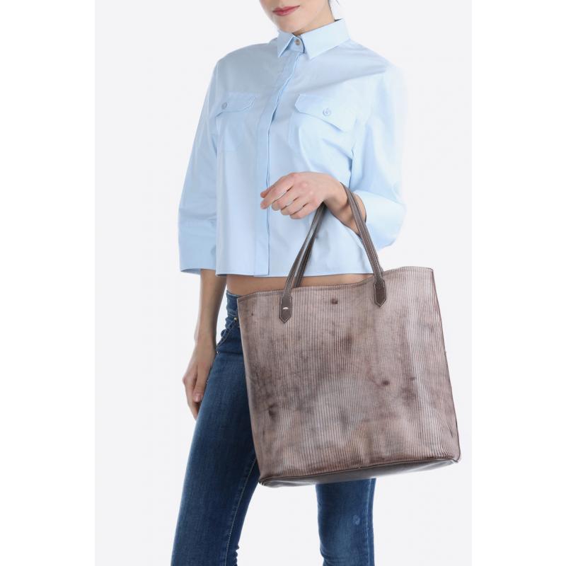 stylish Italian leather shopper bag